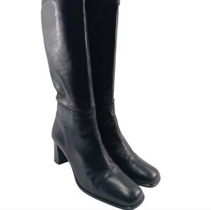 Sesto Meucci Womens Knee Boots Size 8.5 Black Leather Luxury Office Siren Chic